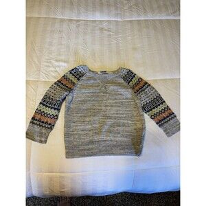 Genuine Kids Oshkosh Toddler 2T Raglan Cotton Sweater Heather Gray Geometric
